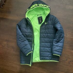 Like New Under Armour Dark Blue and Bright Green Jacket